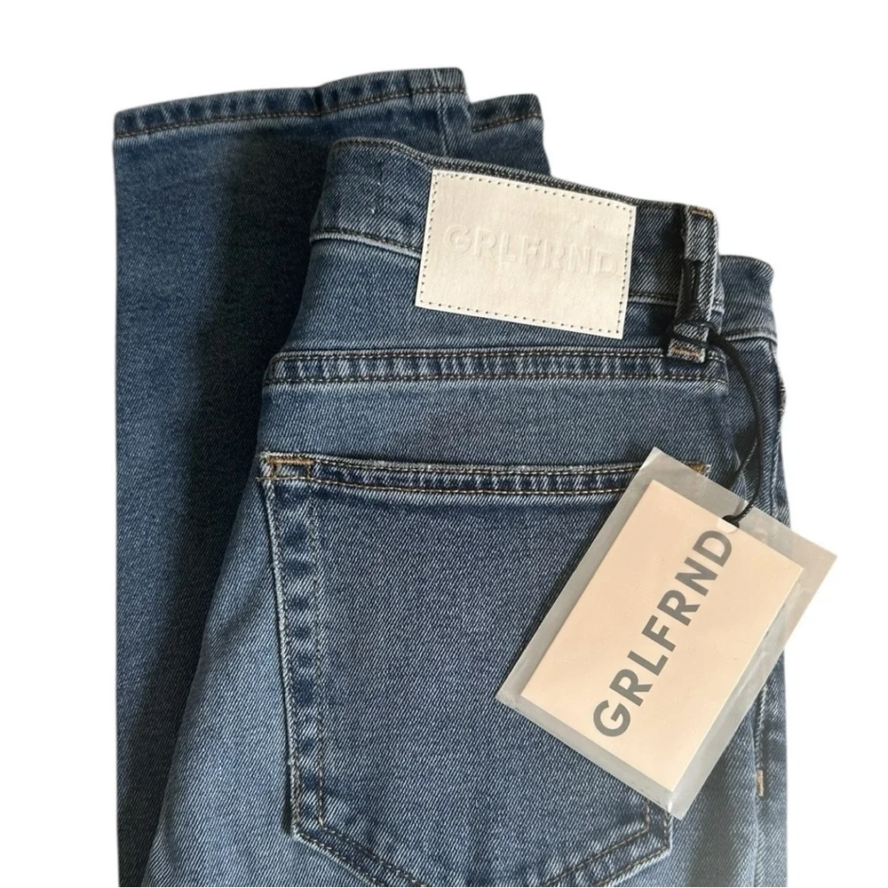 GRLFRND Piper High Rise Straight Jeans Prospect Park Wash Size 27 Distressed NWT